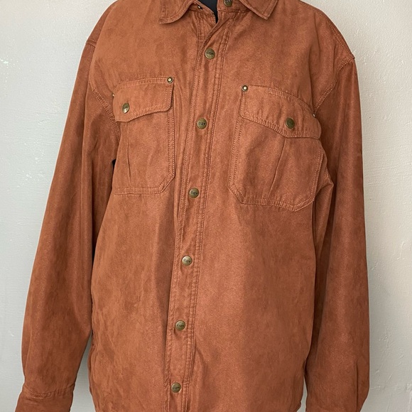 Men’s CQR FLANNEL Lined Shirt Jacket Faux Suede XL - Picture 2 of 7